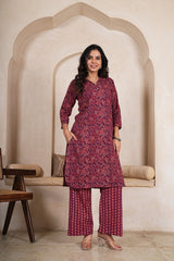 WINE BLOOM STRAIGHT KURTA SET