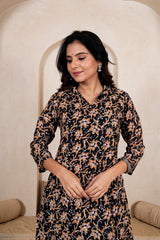 MIDNIGHT FLORAL STRAIGHT KURTA SET