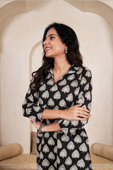 NOIR LEAF STRIPE STRAIGHT KURTA SET