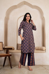 DARK BLUE RAAGA STRAIGHT KURTA SET
