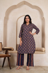 DARK BLUE RAAGA STRAIGHT KURTA SET