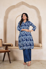 INDIGO PAISLEY STRAIGHT KURTA SET