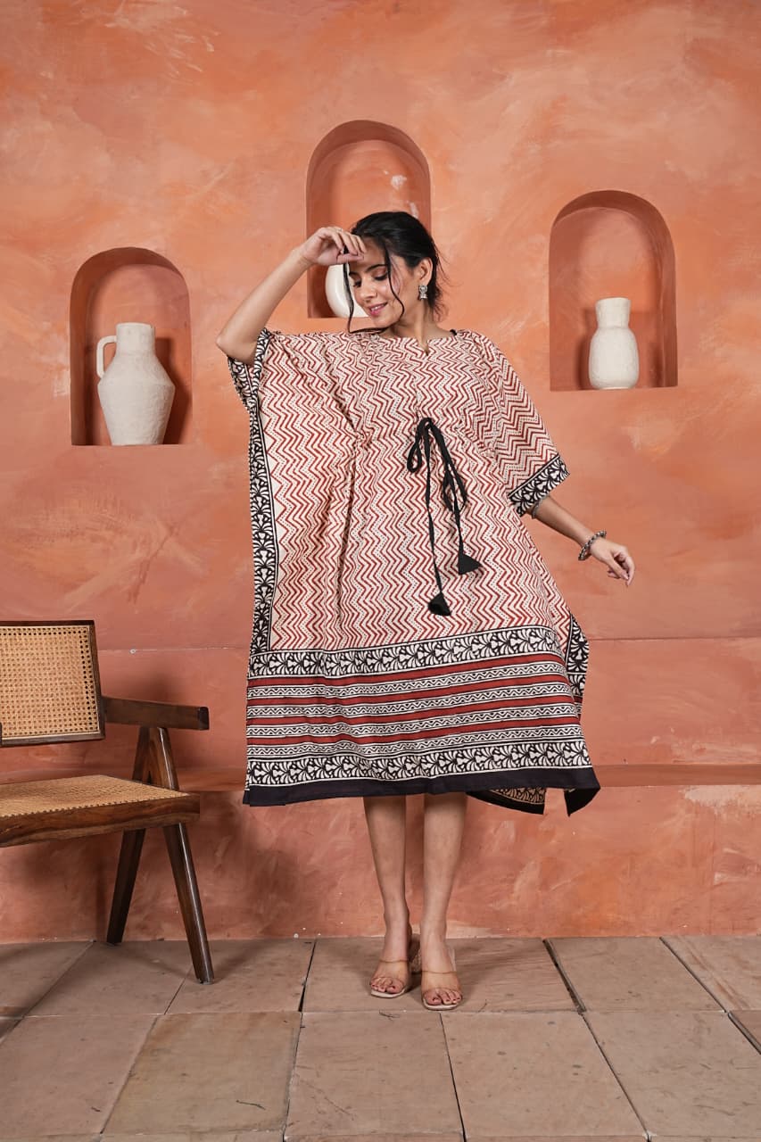 GERUA REKHA – HANDCRAFTED KAFTAAN DRESS