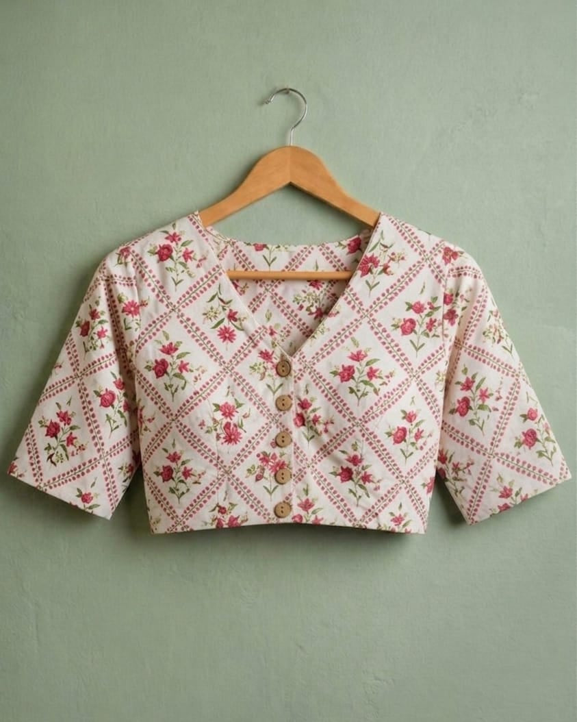 GULAB CHANDRI – HAND BLOCK PRINTED COTTON BLOUSE