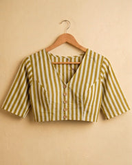 HARIT REKHA – STRIPED HAND BLOCK PRINTED COTTON BLOUSE
