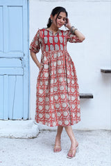 KESAR VARNIKA – HAND BLOCK PRINTED COTTON DRESS