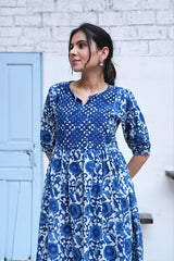 NEEL PUSHPA – HAND BLOCK PRINTED COTTON DRESS