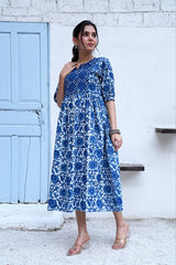 NEEL PUSHPA – HAND BLOCK PRINTED COTTON DRESS