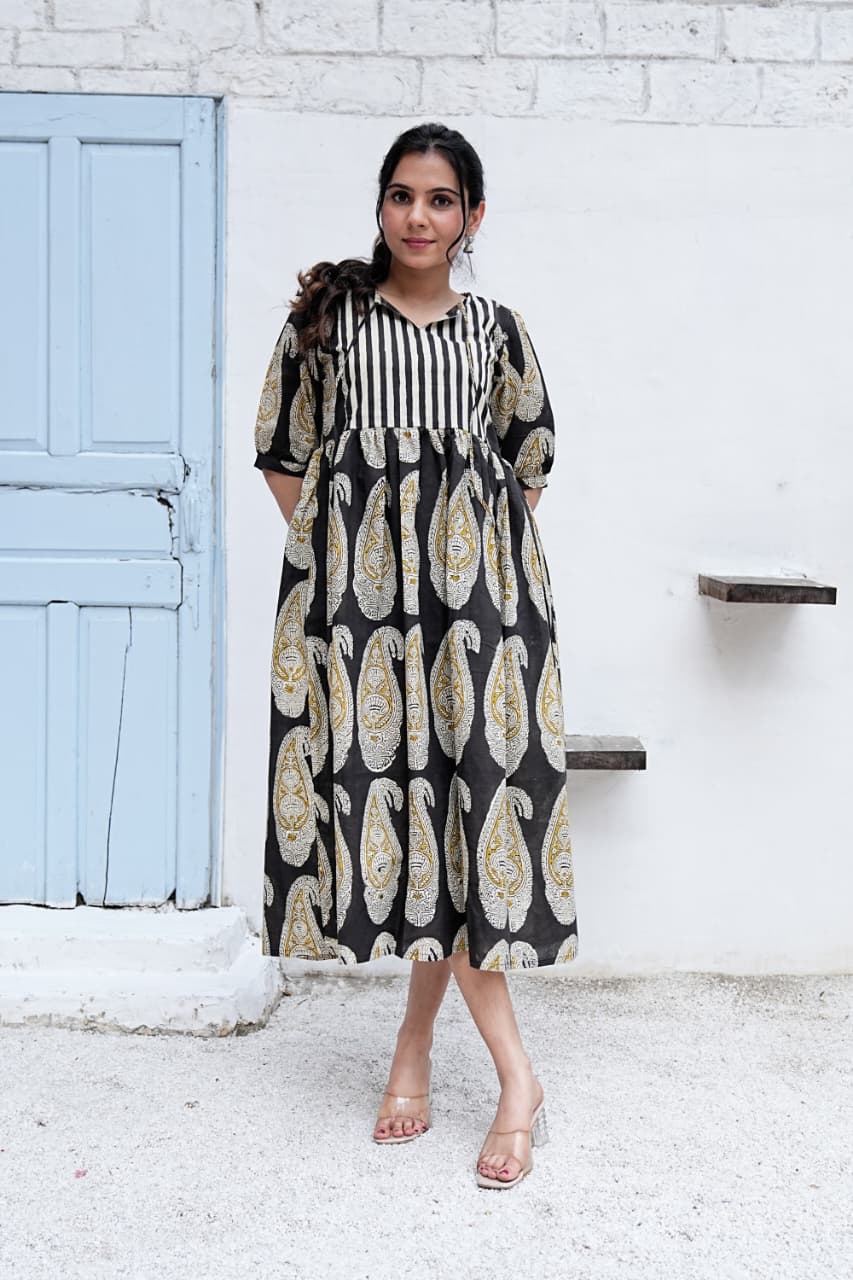 SHYAM REKHA – HAND BLOCK PRINTED COTTON DRESS
