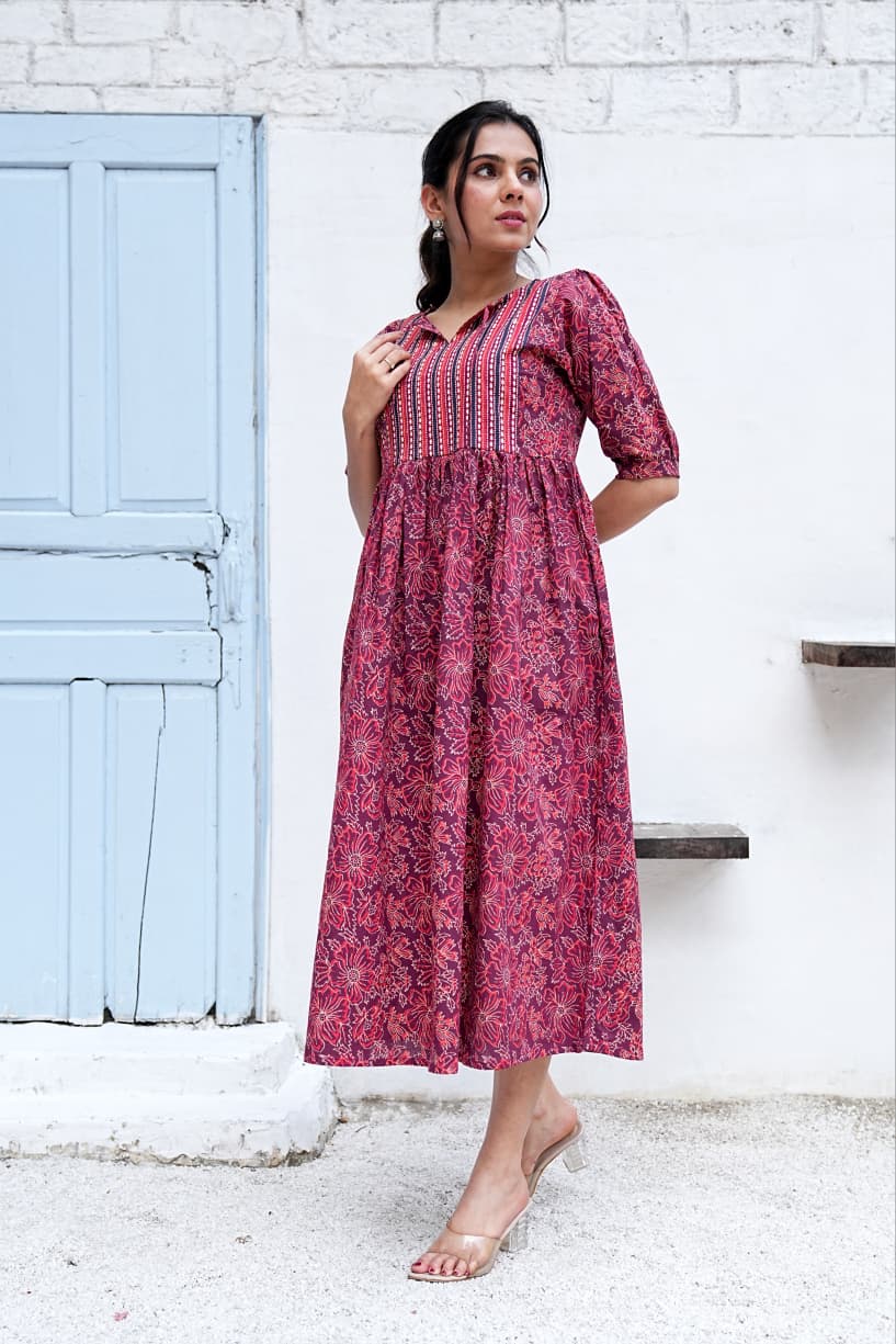 GULRAAG VASANT – HAND BLOCK PRINTED COTTON DRESS