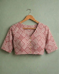 RAKT REKHA – GEOMETRIC HAND BLOCK PRINTED COTTON BLOUSE