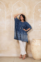 NEEL MRIDULA – INDIGO HERITAGE KAFTAN SET