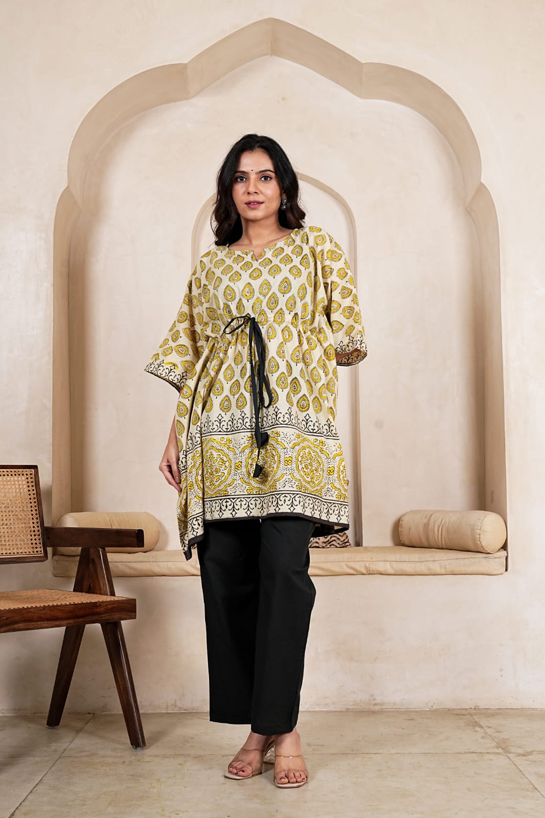 PEETAMBARI VEDA – HAND BLOCK KAFTAN CO-ORD SET